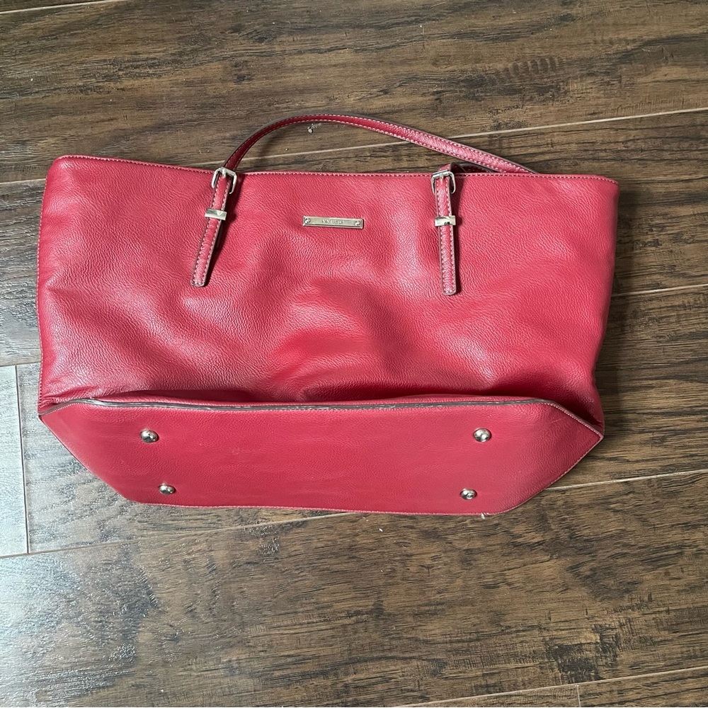 Red Leather Tote Bag